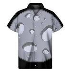 8-Bit Pixel Moon Print Men's Short Sleeve Shirt