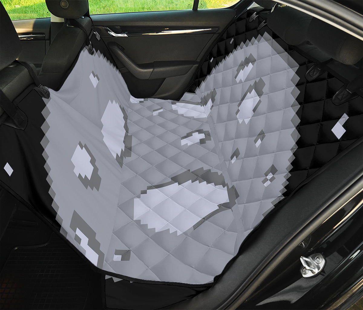 8-Bit Pixel Moon Print Pet Car Back Seat Cover