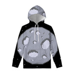 8-Bit Pixel Moon Print Pullover Hoodie