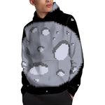 8-Bit Pixel Moon Print Pullover Hoodie