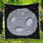 8-Bit Pixel Moon Print Quilt
