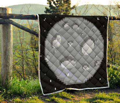 8-Bit Pixel Moon Print Quilt