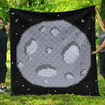 8-Bit Pixel Moon Print Quilt
