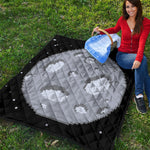 8-Bit Pixel Moon Print Quilt