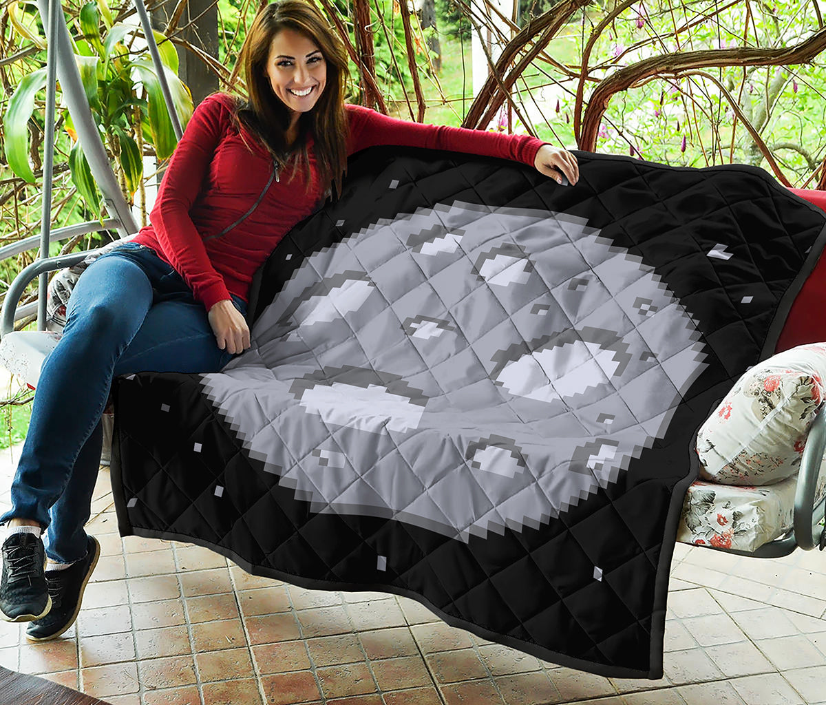 8-Bit Pixel Moon Print Quilt