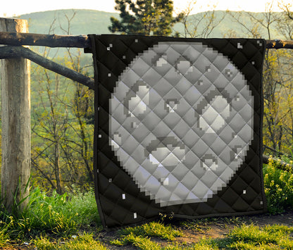 8-Bit Pixel Moon Print Quilt