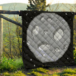 8-Bit Pixel Moon Print Quilt