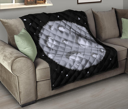 8-Bit Pixel Moon Print Quilt