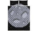 8-Bit Pixel Moon Print Quilt Bed Set