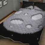 8-Bit Pixel Moon Print Quilt Bed Set