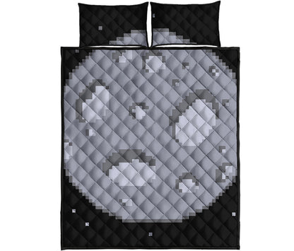 8-Bit Pixel Moon Print Quilt Bed Set