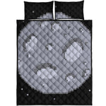 8-Bit Pixel Moon Print Quilt Bed Set