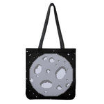 8-Bit Pixel Moon Print Tote Bag