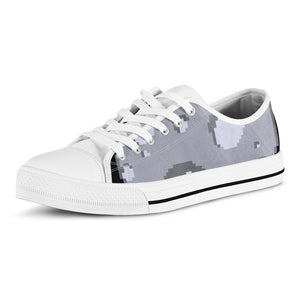 8-Bit Pixel Moon Print White Low Top Shoes