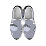 8-Bit Pixel Moon Print White Slip On Shoes