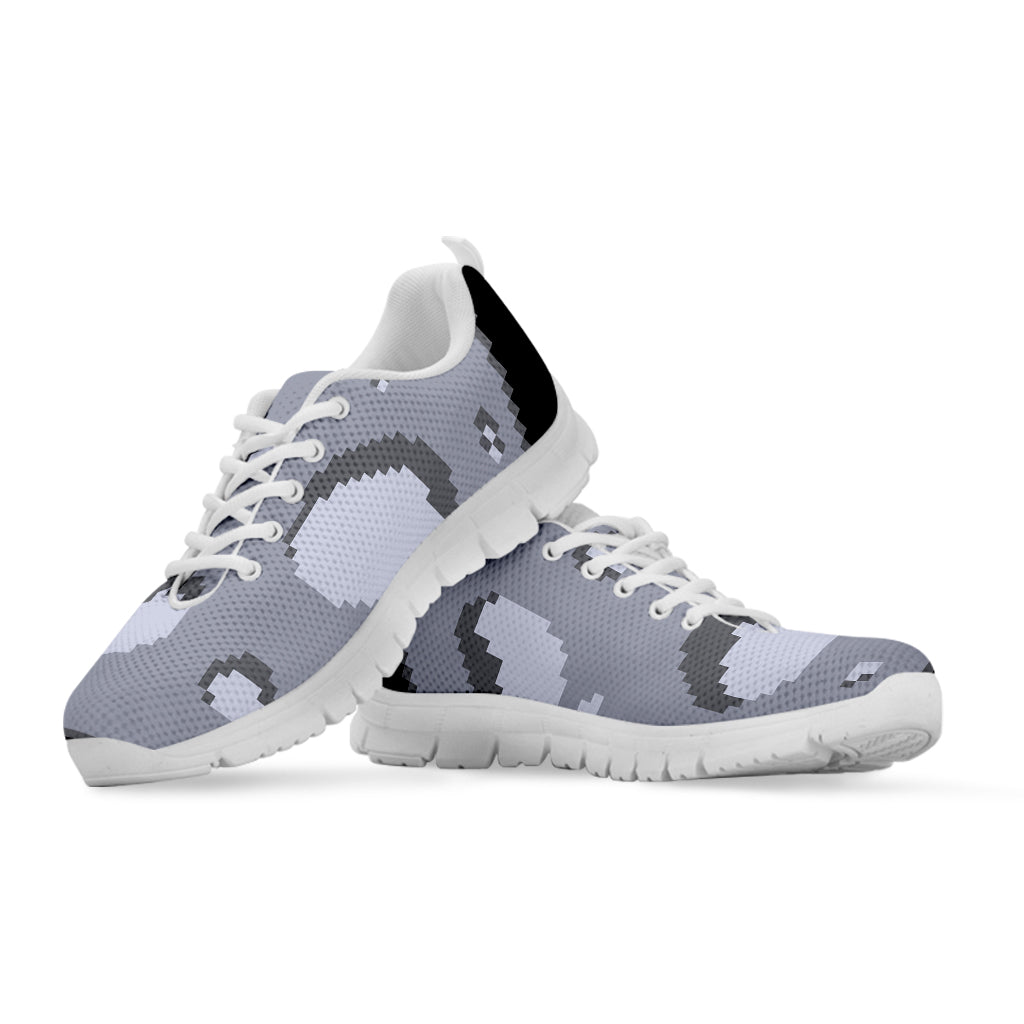 8-Bit Pixel Moon Print White Sneakers