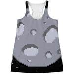 8-Bit Pixel Moon Print Women's Racerback Tank Top