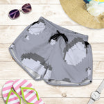 8-Bit Pixel Moon Print Women's Shorts