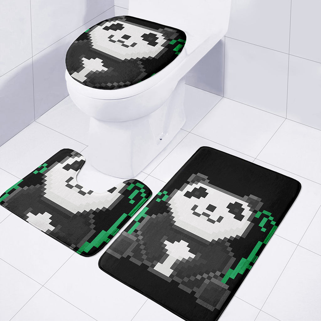 8-Bit Pixel Panda Print 3 Piece Bath Mat Set