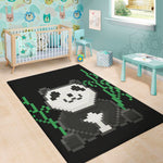 8-Bit Pixel Panda Print Area Rug