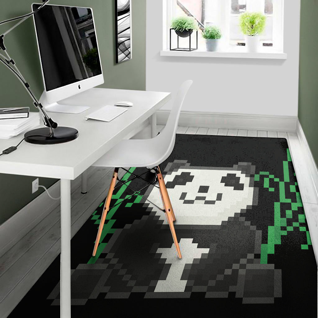 8-Bit Pixel Panda Print Area Rug