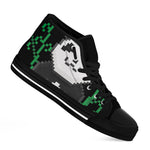 8-Bit Pixel Panda Print Black High Top Shoes
