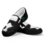 8-Bit Pixel Panda Print Black Slip On Shoes