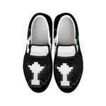 8-Bit Pixel Panda Print Black Slip On Shoes