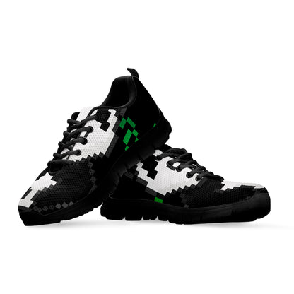 8-Bit Pixel Panda Print Black Sneakers