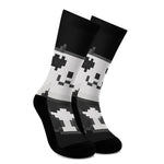 8-Bit Pixel Panda Print Crew Socks