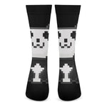 8-Bit Pixel Panda Print Crew Socks