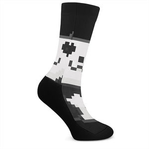 8-Bit Pixel Panda Print Crew Socks