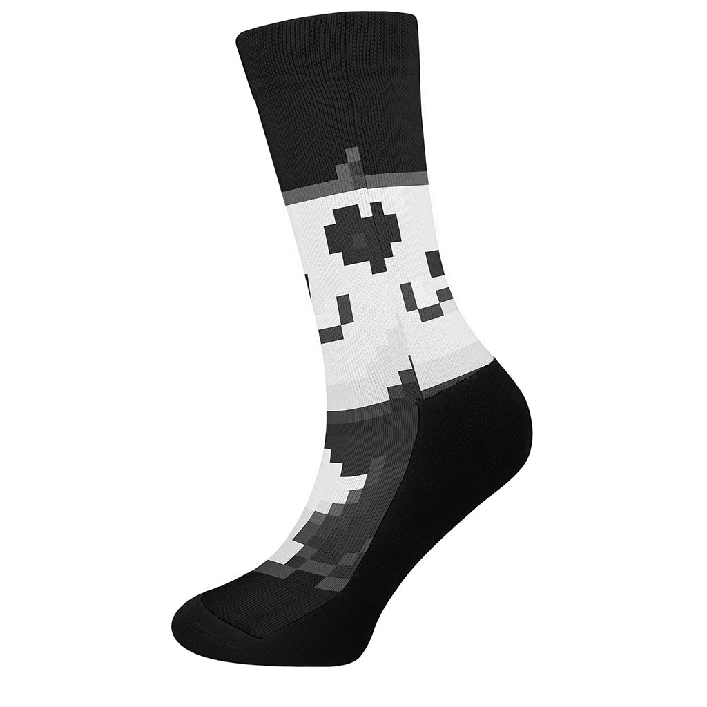 8-Bit Pixel Panda Print Crew Socks