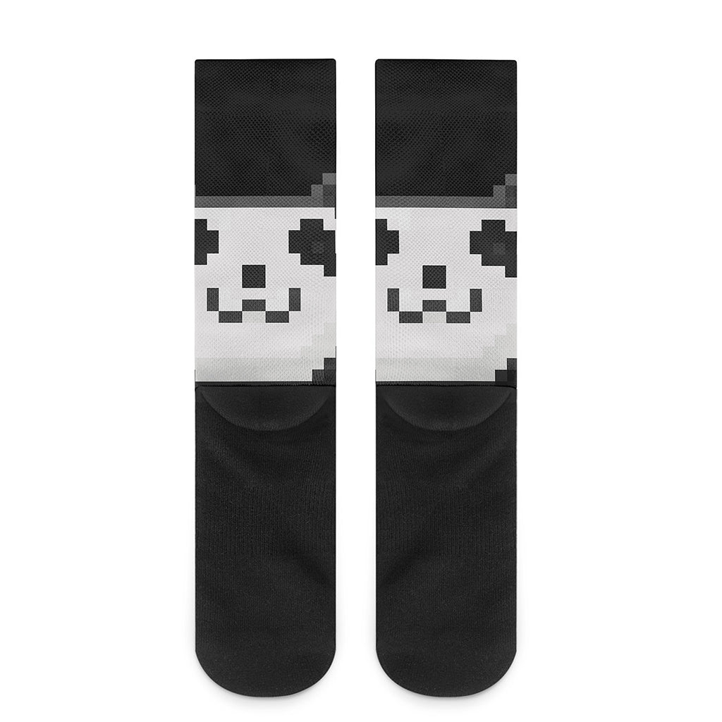 8-Bit Pixel Panda Print Crew Socks