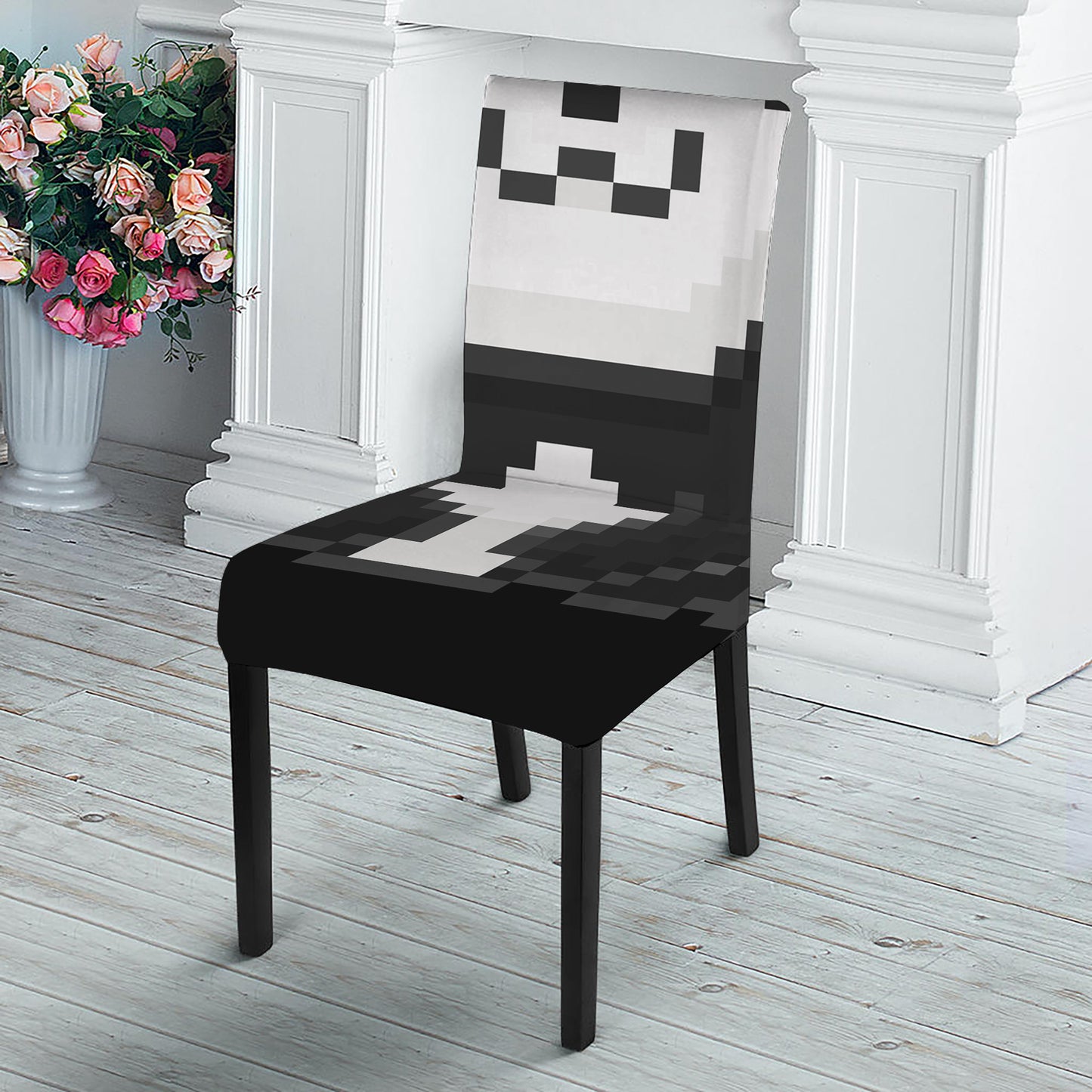 8-Bit Pixel Panda Print Dining Chair Slipcover