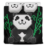 8-Bit Pixel Panda Print Duvet Cover Bedding Set