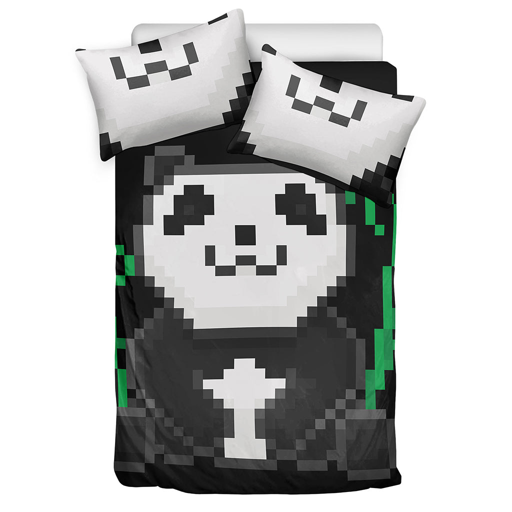 8-Bit Pixel Panda Print Duvet Cover Bedding Set