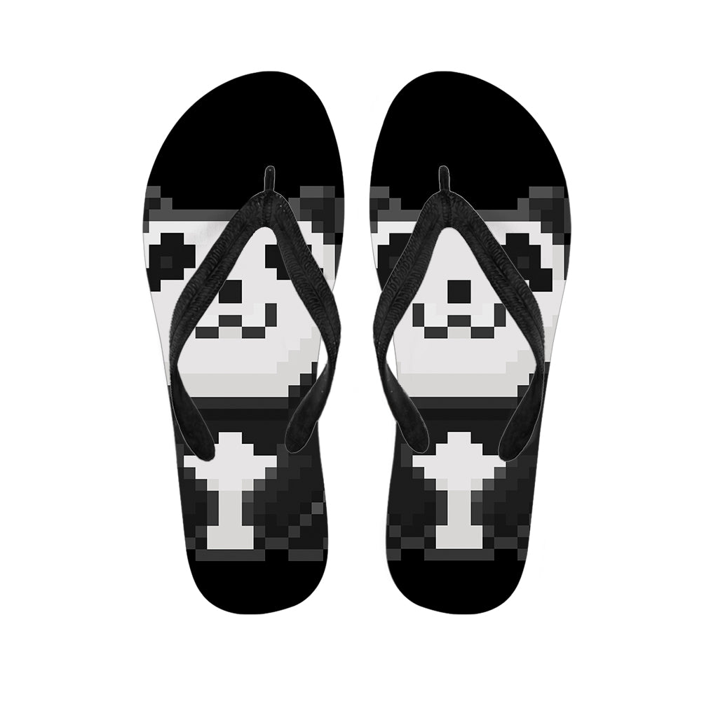 8-Bit Pixel Panda Print Flip Flops
