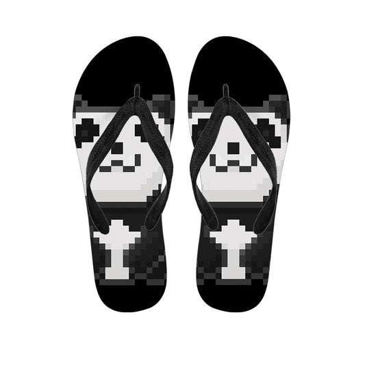 8-Bit Pixel Panda Print Flip Flops