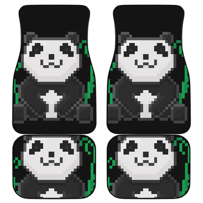 8-Bit Pixel Panda Print Front and Back Car Floor Mats