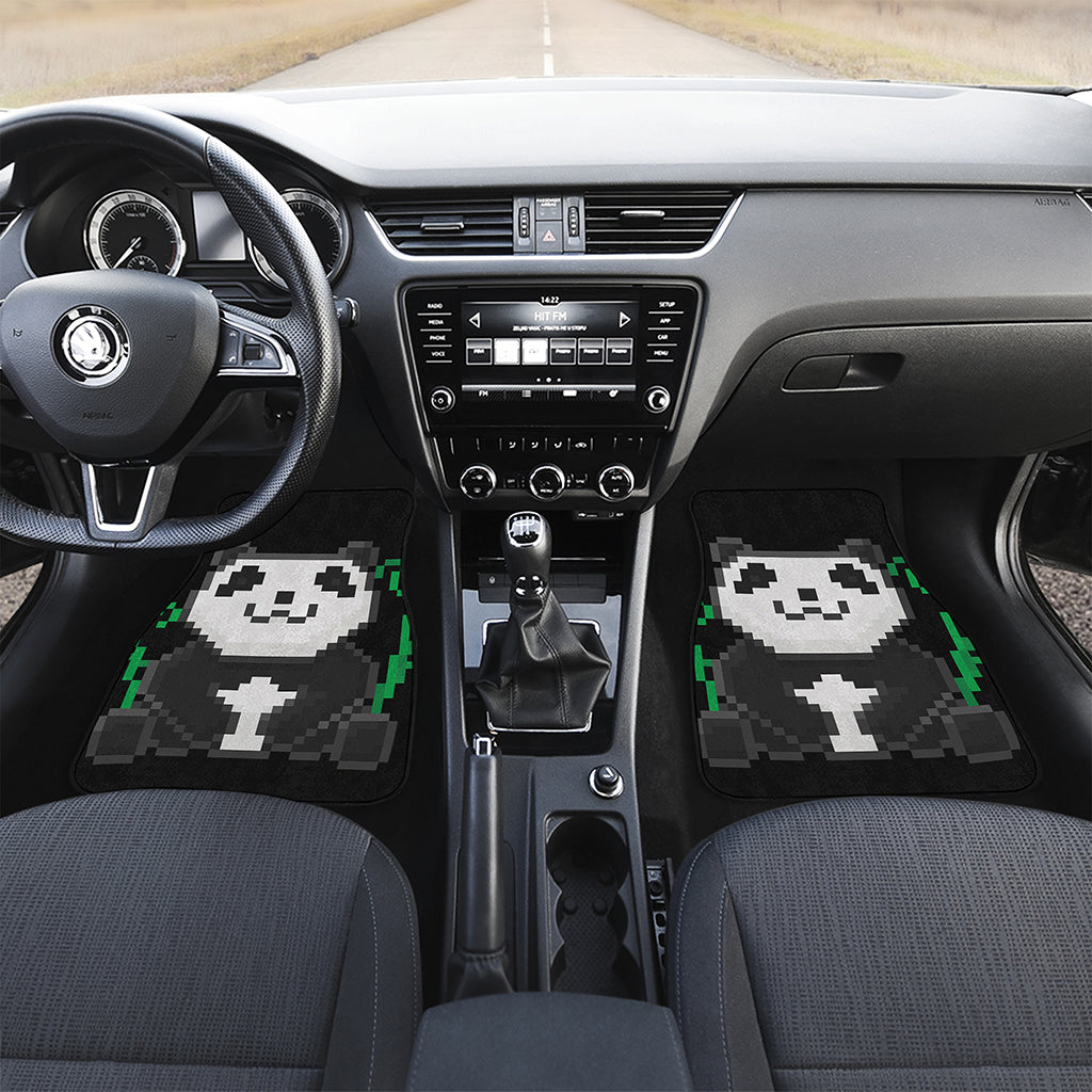 8-Bit Pixel Panda Print Front and Back Car Floor Mats