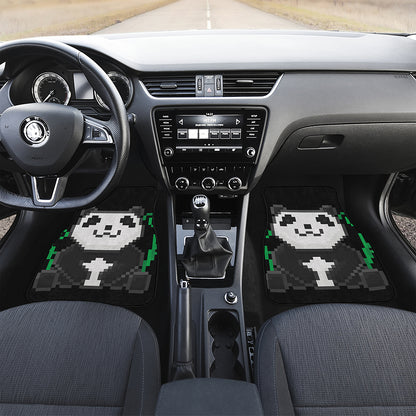 8-Bit Pixel Panda Print Front and Back Car Floor Mats