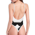 8-Bit Pixel Panda Print High Cut One Piece Swimsuit
