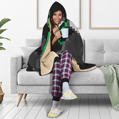 8-Bit Pixel Panda Print Hooded Blanket
