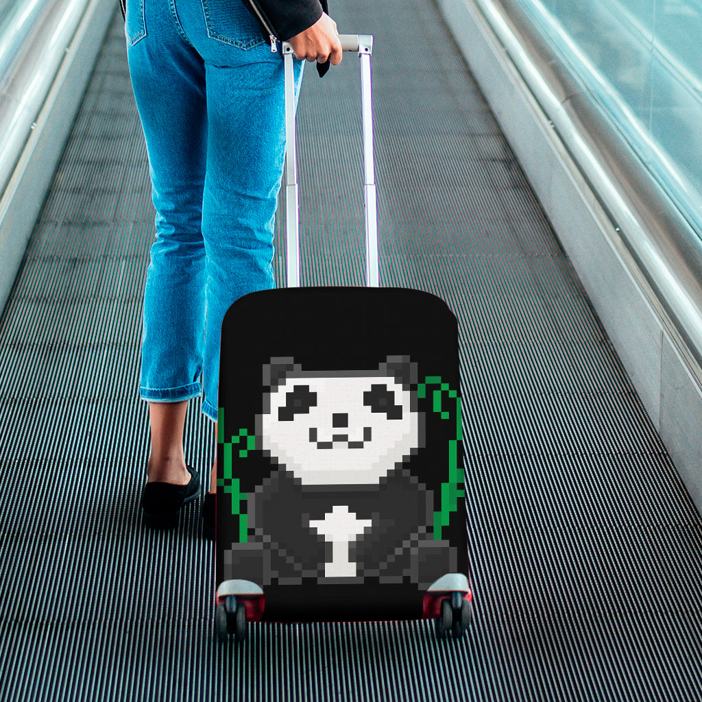 8-Bit Pixel Panda Print Luggage Cover