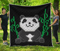 8-Bit Pixel Panda Print Quilt