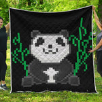 8-Bit Pixel Panda Print Quilt