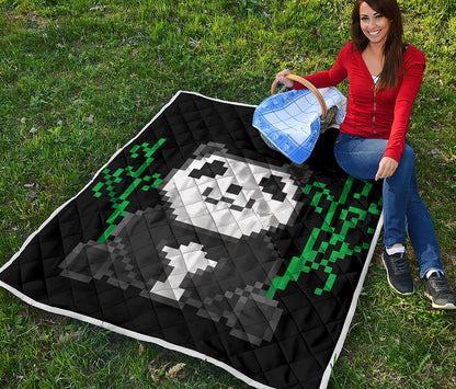 8-Bit Pixel Panda Print Quilt