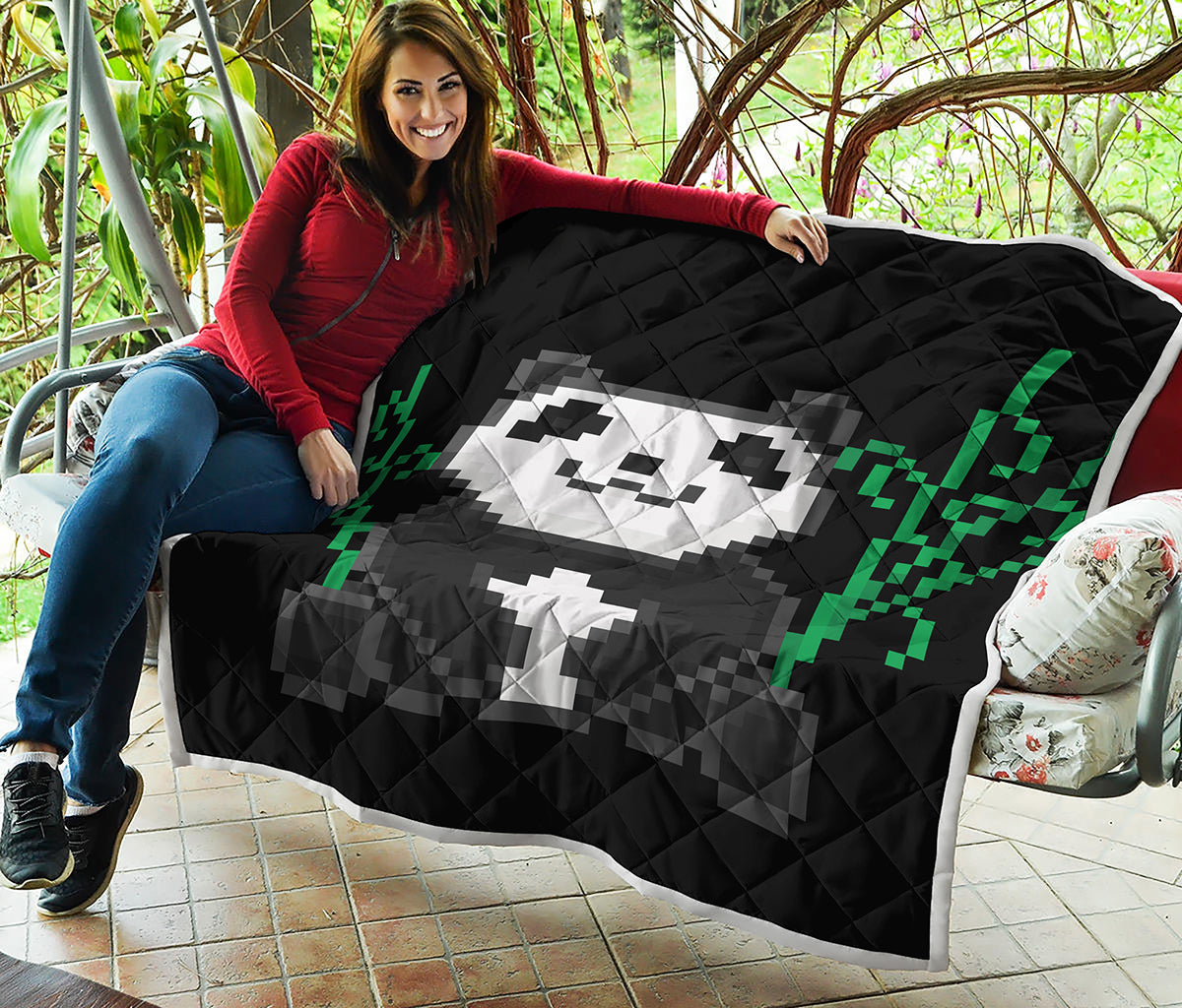 8-Bit Pixel Panda Print Quilt