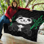 8-Bit Pixel Panda Print Quilt